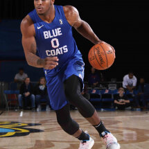 Delaware Bluecoats Forward CAMERON OLIVER (0) drives towards the lane in the first half of a NBA G-league regular season basketball game between the Delaware Blue Coats and the Wisconsin Herd (Milwaukee Bucks) Wednesday, Nov. 28, 2018, at The Bob Carpenter Sports Convocation Center in Newark, DEL. Photo By Saquan Stimpson