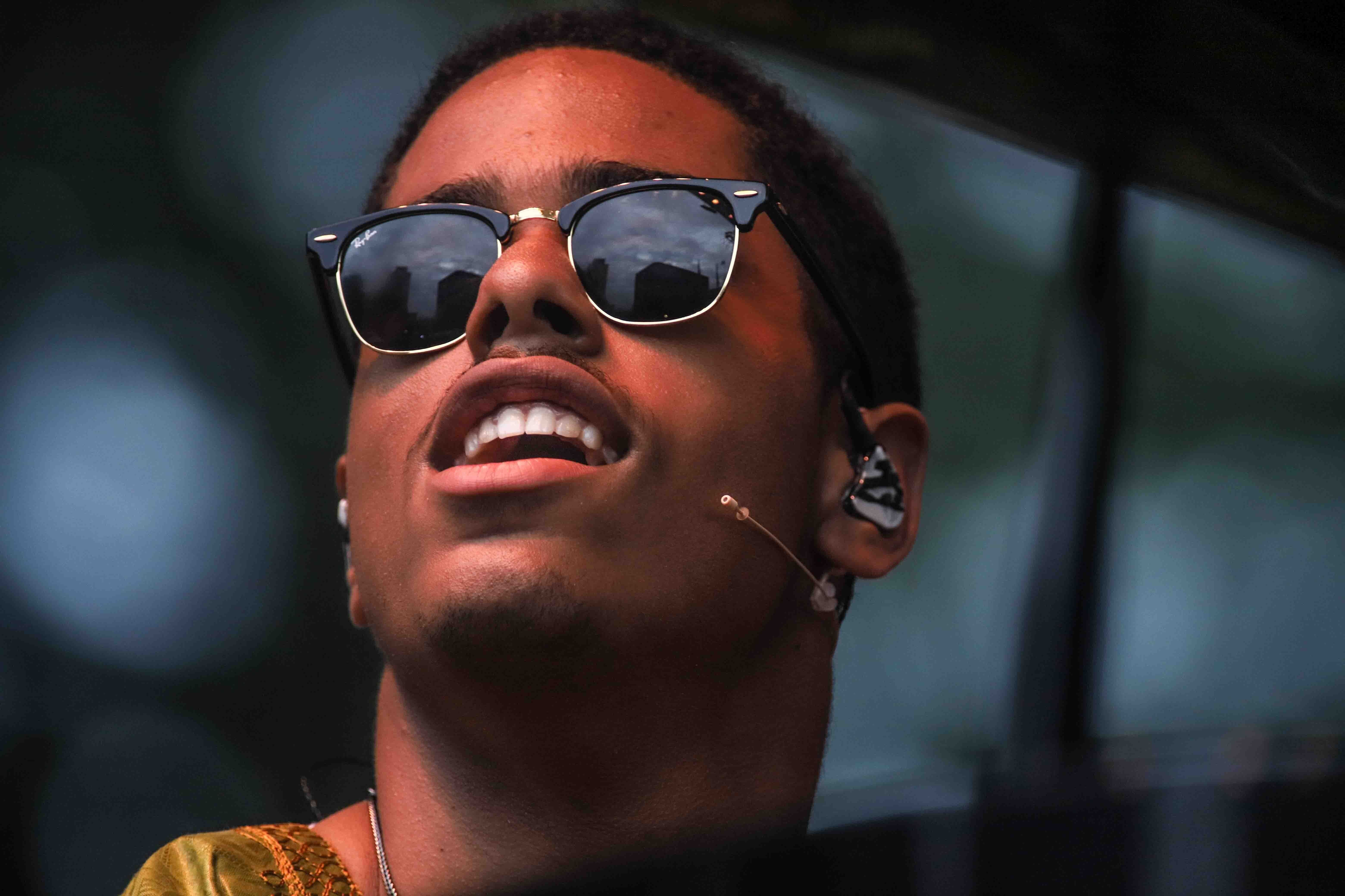 Blind musician Matthew Whitaker performs during day one of the 30th Annual Clifford Brown Jazz Festival