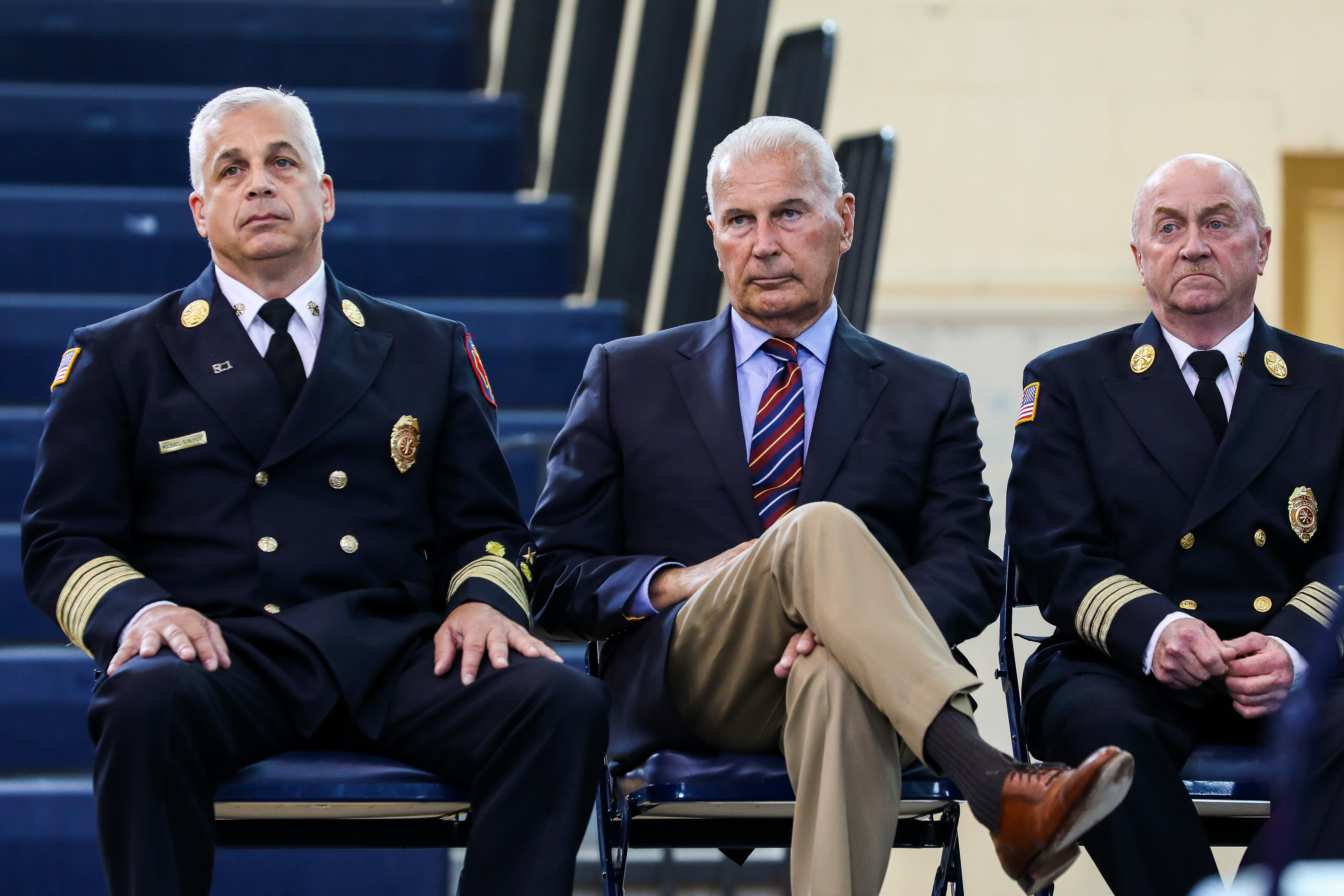 Fire Chief Michael Donohue, Wilmington Mayor Mike Purzycki and Wilmington Battalion Chief John M. Looney at the 40th Fire Academy Graduation