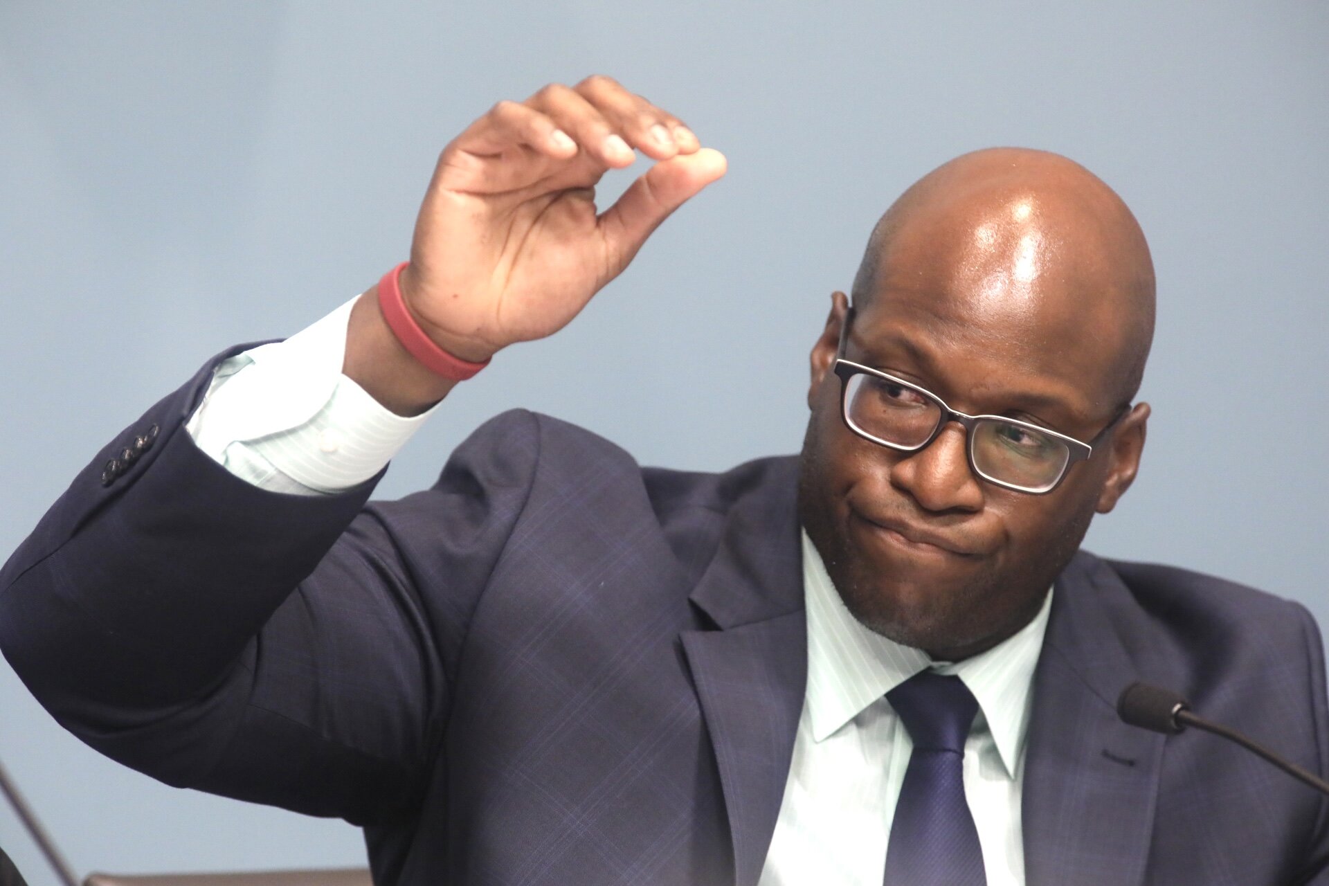 Councilmember Chris Johnson raises his hand during a committee meeting on September 9, 2019, in Wilmington Delaware. Photo By Saquan Stimpson