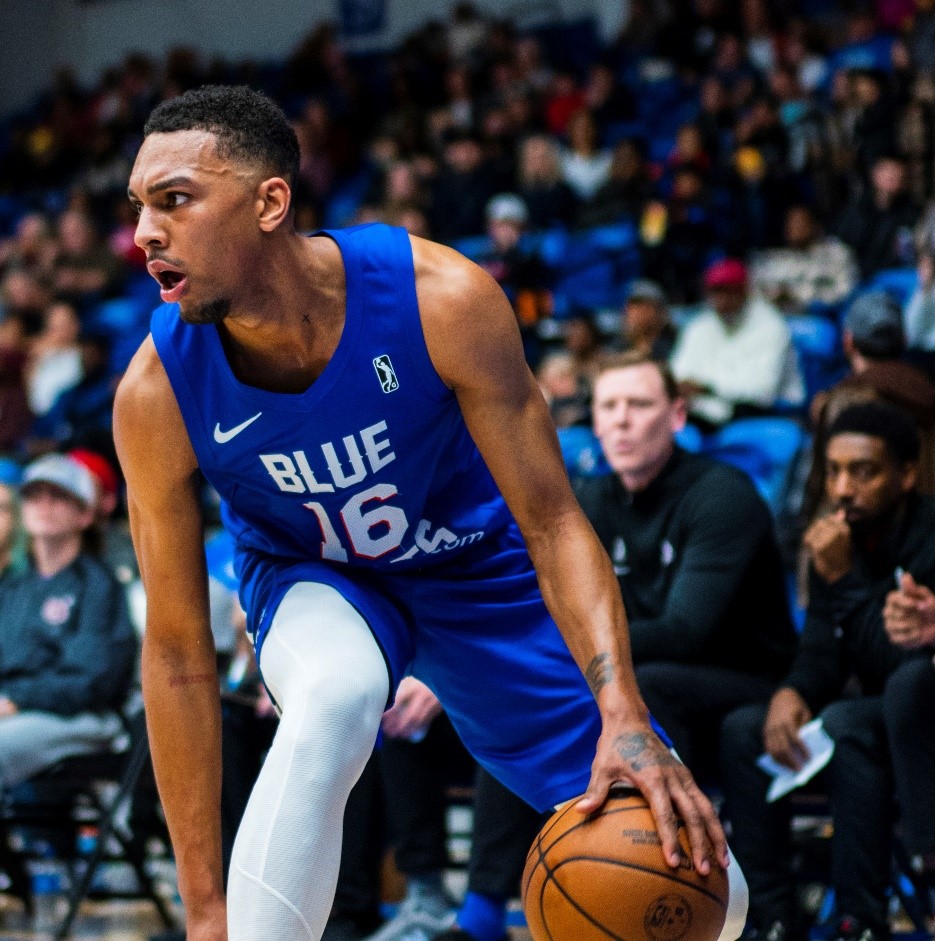 Patrick McCaw of the Delaware Blue Coats passes the ball against